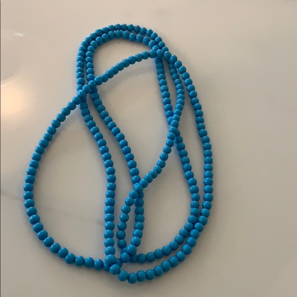 Amazing blue beaded long necklace